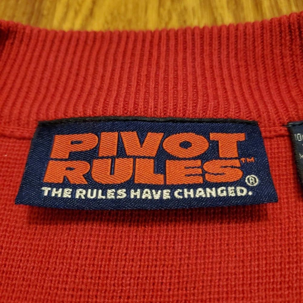 Vintage 90s Pivot Rules Golf Sweater Vest Men XL Red Cardigan Fine Cotton - Picture 4 of 7